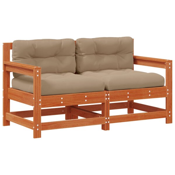 vidaXL 2 Pièce Canapé d'angle de jardin Bois de pin massif Brun cire