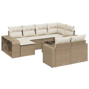 vidaXL Salon de jardin 11 Pièces avec coussins beige résine tressée