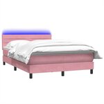vidaXL Sommier à lattes de lit avec matelas et LED rose 140x220 cm velours