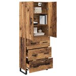 vidaXL Haut Armoire avec tiroir 2 Pièces Bois Ancien 69 5 x 34 x 180 cm