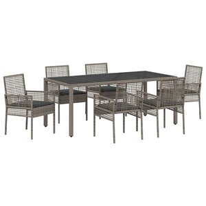 vidaXL Ensemble de salle à manger pour jardin 7 Pièces Gris polyrotin