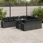 vidaXL Salon de jardin 11 Pièces avec coussins noir résine tressée