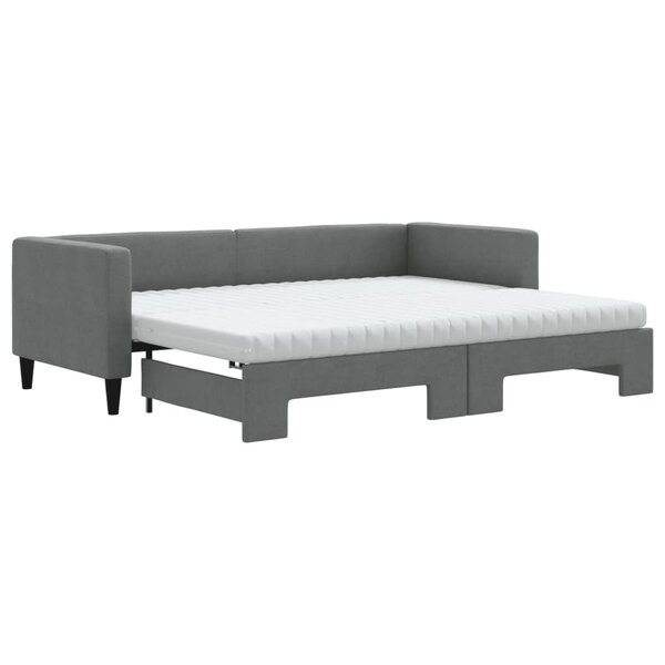 vidaXL Lit de jour avec gigogne et matelas gris foncé 80x200 cm tissu