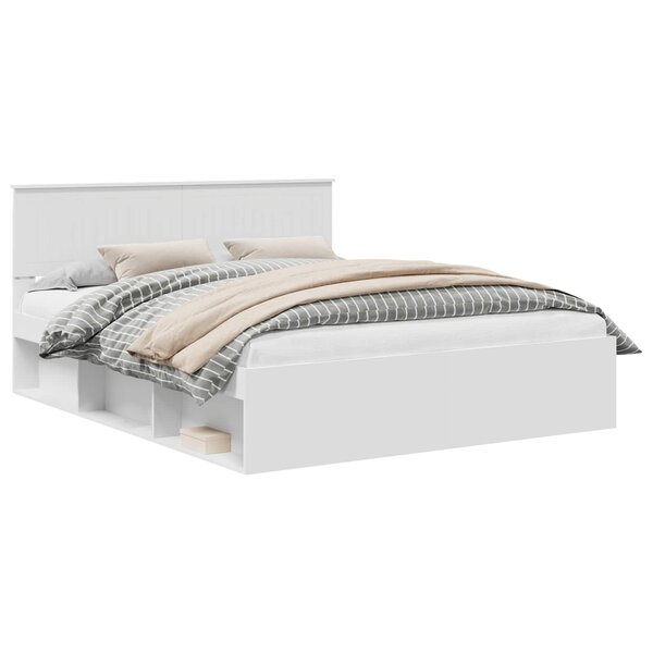 vidaXL Cadre de lit avec tête de lit Blanc 160 x 200 cm Pin massif