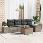 vidaXL Ensemble de canapé de jardin 6 pièces avec coussins Gris Poly Rotin Acacia