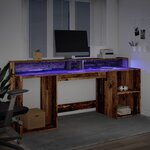 vidaXL Bureau avec lumières LED vieux bois bois d'ingénierie