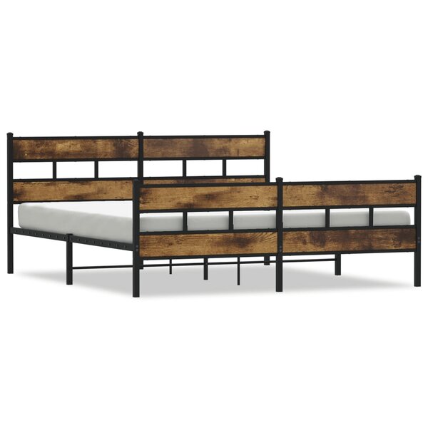 vidaXL Cadre de lit en métal sans matelas chêne fumé 183x213 cm