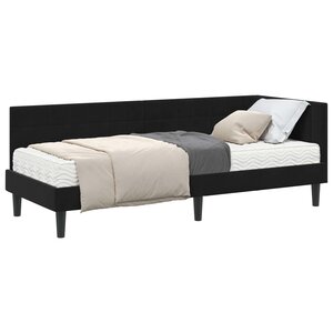 vidaXL Cadre de lit d'angle avec matelas 2 Pièces Noir Velours