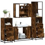 vidaXL Ensemble meubles salle de bain 4 Pièces chêne fumé bois ingénierie
