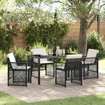 vidaXL Ensemble de salle à manger pour jardin 5 Pièces Noir polyrotin