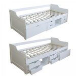 Lit banquette avec gigogne - blanc
