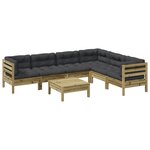 vidaXL Salon de jardin 7 Pièces avec coussins bois de pin imprégné