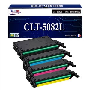 T3AZUR - 4x Toners compatibles avec Samsung CLT-5082L CLT-5082S pour Samsung Samsung CLP620ND CLP670N CLP670ND CLX6220FX CLX6250FX