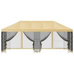 vidaXL Gazebo avec murs latéraux 6 x 3 m Crème Polyester et Acier 190