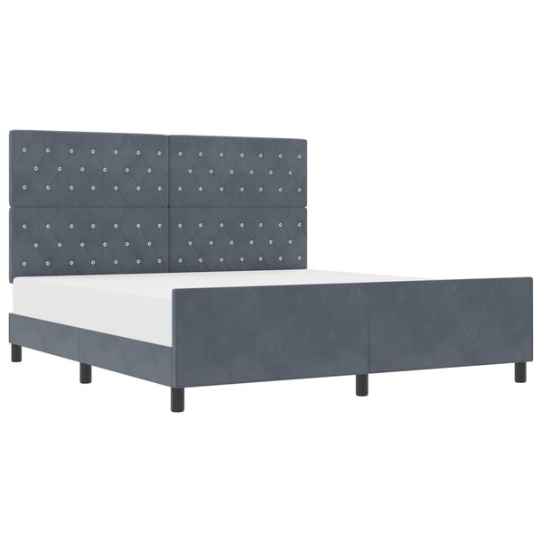 vidaXL Lit à ressorts avec tête de lit Gris foncé 180 x 200 cm Velours