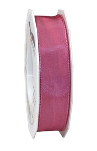 Ruban de soie acetat laitonné lyon 25-m-rouleau 25 mm rose