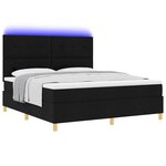 vidaXL Lit à ressort LED avec matelas Noir 180 x 200 cm tissu