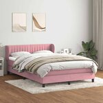vidaXL Sommier à lattes de lit avec matelas rose 140x220 cm velours