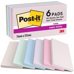 Pack 6 Bloc-note adhésif Super Sticky Notes 127 x 76 mm Coloris Soulful POST-IT
