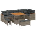 vidaXL Ensemble de canapé de jardin 9 Pièces Gris polyrotin