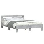 vidaXL Cadre de lit avec LED sans matelas gris béton 150x200 cm