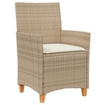 vidaXL Ensemble de salle à manger de jardin 3 pièces avec coussins Beige Poly Rattan
