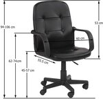 Chaise de bureau pivotante avec hauteur réglable siège ergonomique en synthétique noir fauteuil de bureau pour ordinateur gamer 01_0000082