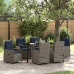 vidaXL Ensemble de salle à manger pour jardin 7 Pièces Gris Poly rotin
