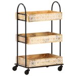 vidaXL Chariot de cuisine à 3 niveaux 46x30x76 cm Bois de manguier