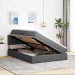 vidaXL Lit de rangement LED avec matelas Gris foncé 140 x 190 cm Tissu