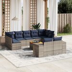 vidaXL Salon de jardin 10 Pièces avec coussins gris résine tressée