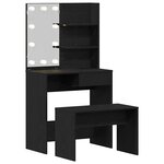 vidaXL Ensemble de table de maquillage LED 2 Pièces Chêne noir