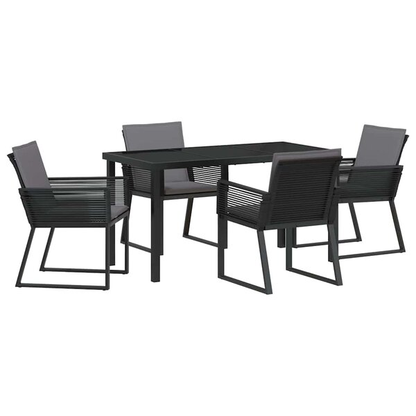 vidaXL Ensemble de salle à manger pour jardin 5 Pièces Noir
