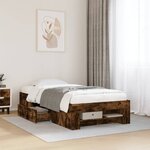 vidaXL Cadre de lit sans matelas chêne fumé 100x200 cm bois ingénierie