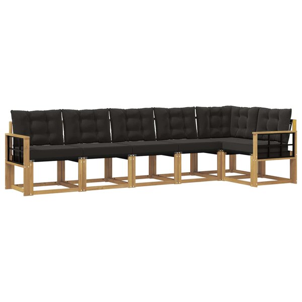 vidaXL Ensemble de canapés d'extérieur 6 Pièces Blanc et noir