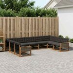 vidaXL Ensemble de canapés d'extérieur 9 pc Naturel et noir