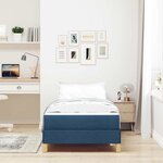 vidaXL Lit à ressorts Bleu  marron 90 x 200 cm Tissu  Bois Engineered