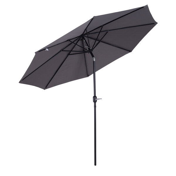 Parasol en métal rond polyester 180g/m² manivelle inclinable Ø 3 x 2 45 m gris