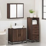 vidaXL Ensemble de meubles de salle de bain 3 Pièces Chêne marron