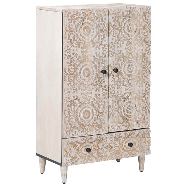 vidaXL Buffet Haut Blanc 60 x 33 5 x 100 cm Bois de mangue massif