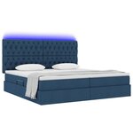 vidaXL Lit de rangement LED avec matelas Bleu 200 x 200 cm Tissu