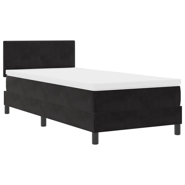 Lit avec Sommier à Ressorts et Matelas & LED Noir 90x190 cm Velours