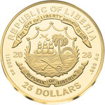 Monnaie BALD EAGLE 250 Anniversaire 1/200 Oz Or 25$ Liberia 2026 (PRÉCOMMANDE)