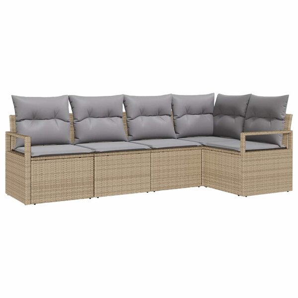vidaXL Ensemble de canapé de jardin 5 Pièces Beige  Gris clair