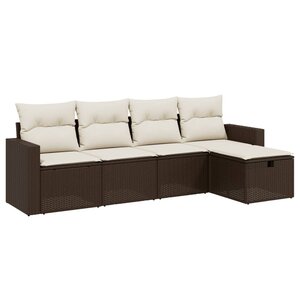 vidaXL Salon de jardin avec coussins 5 Pièces marron résine tressée