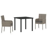 vidaXL Ensemble de jardin 3 pièces avec coussins gris en poly rotin