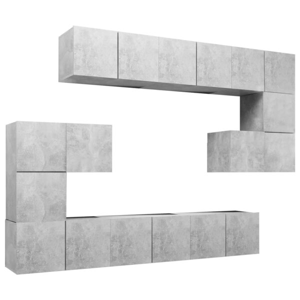 vidaXL Ensemble de meubles TV 10 Pièces Gris béton Bois d'ingénierie