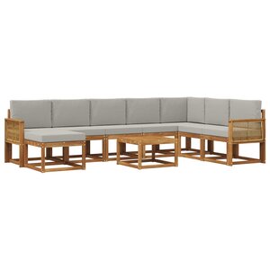vidaXL Ensemble de canapés d'extérieur 9 pc Naturel et gris clair
