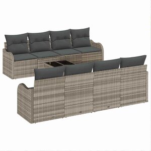 vidaXL Ensemble de canapé de jardin 9 Pièces Gris clair 55 x 55 x 37 cm