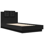 vidaXL Cadre de lit avec LED sans matelas noir 75x190 cm